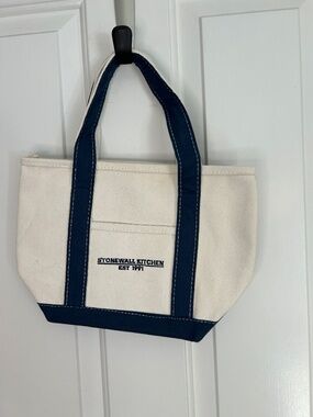 NWOT Stonewall Kitchen mini tote - cream canvas with navy handles